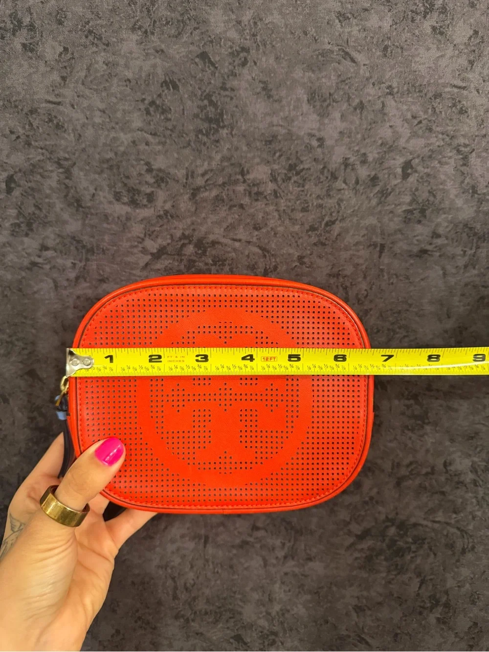 Tory Burch Perforated Double-T Cosmetic Clutch